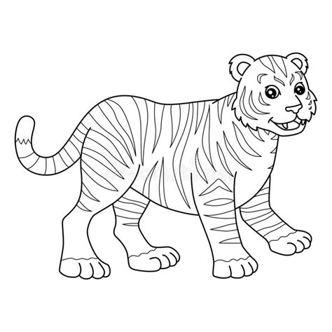 Tiger Coloring Page Isolated For Kids Stock Vector Illustration Of
