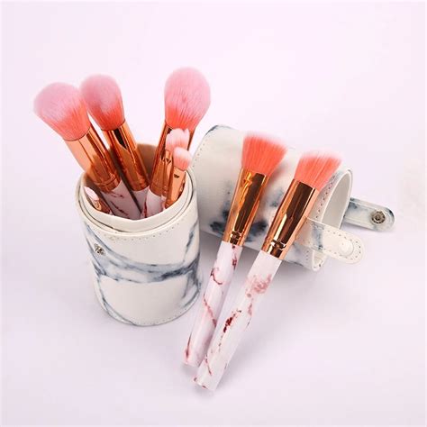 High Quality Pcs Marble Makeup Brushes Face Makeup Brush Set With Brush Holder Jafonbrush