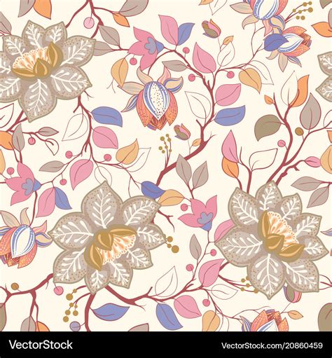 Colorful Floral Pattern Wallpaper With Big Vector Image