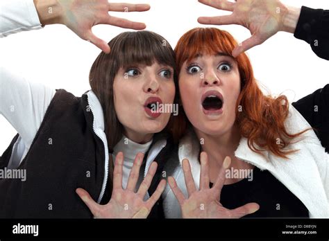 Women With Their Faces Pressed Against Glass Stock Photo Alamy