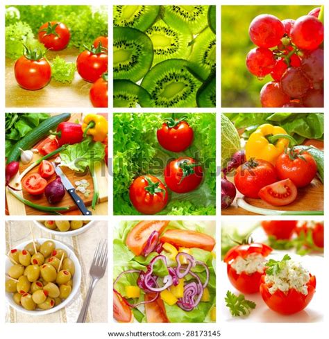Healthy Vegetables Food Collage Made Nine Stock Photo Edit Now 28173145