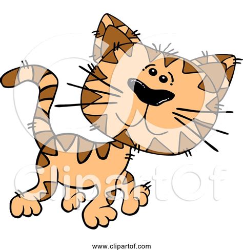 Free Clipart Of Cartoon Orange Cat Walking