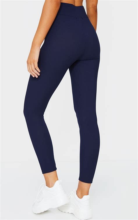 navy ribbed leggings trousers prettylittlething aus