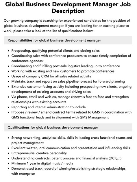 Business Development Manager Roles And Responsibilities