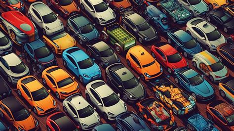 Premium Ai Image A Colorful Illustration Of A Bunch Of Cars