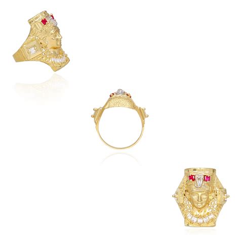 150ctw Simulated Diamond 10k Yellow Gold Ruby Nefertiti Ring Wjd