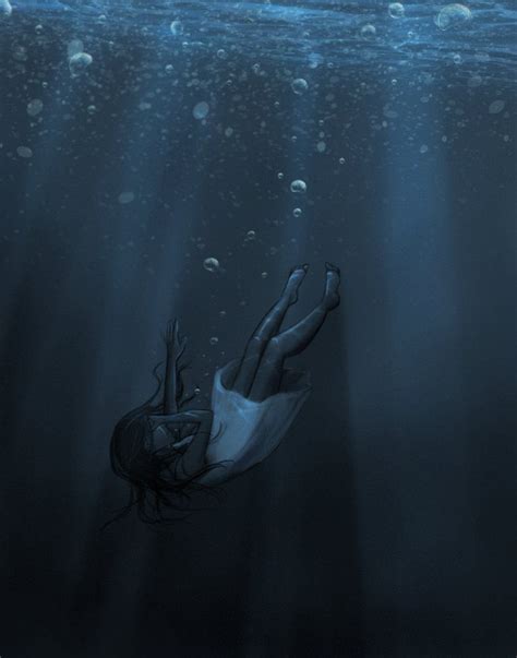 Person Drowning Underwater Drawing
