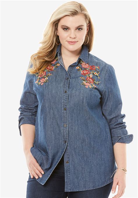 Embroidered Denim Shirt Fullbeauty Outlet