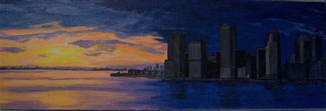 Sunset In New York City Painting By Nancy Nuce
