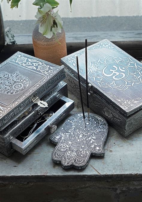 Large Hamsa Silver Jewellery Box With Drawer Jewellery Boxes Bags And Organisers Home And Ts