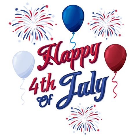 Us Independence Day Vector Png Images July 4th Festive Illustration Of