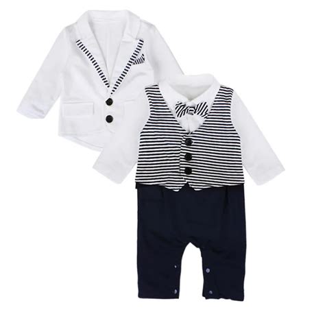 Newborn Fashion Gentleman Baby Boys Clothing Sets Kid Infant White