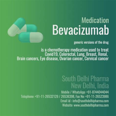 Bevacizumab Injection For Intravenous Use South Delhi Pharma