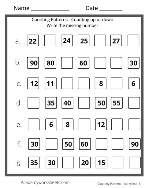 Counting Patterns Math Worksheets Academy Worksheets