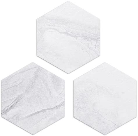 Buy 72 Piece Hexagon Tile Peel And Stick Backsplash White Slate Wall
