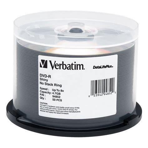 Verbatim® Dvd R 47gb 8x Datalifeplus Shiny Silver 50pk Spindle