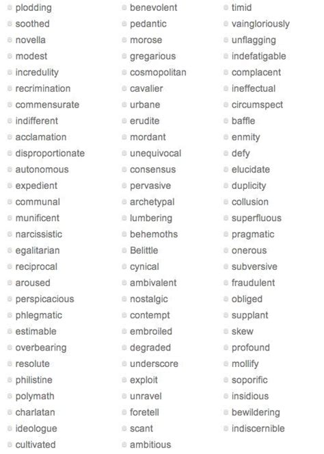 Act And Sat Vocabulary Words