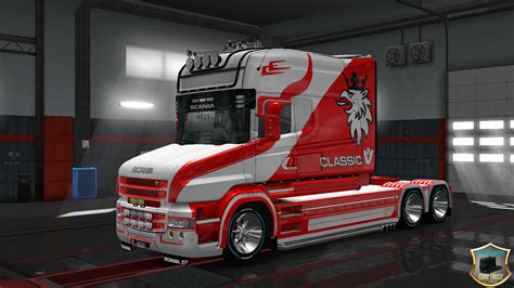 Ets Skin Vabis Red White For Scania T Longline