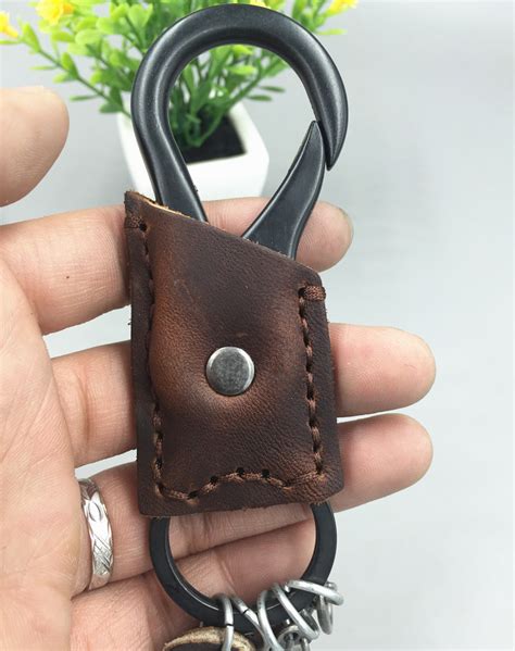 Mens Genuine Leather Vintage Brown Keychains Multifunction Key Chains