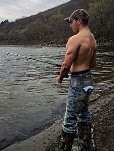 Shirtless Male Muscular Beefcake Muscle Hunk Fishing Dude Photo X