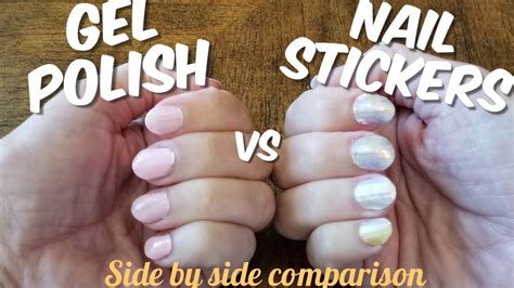 Gel Polish Vs Nail Stickers Side By Side Comparison Between At Home