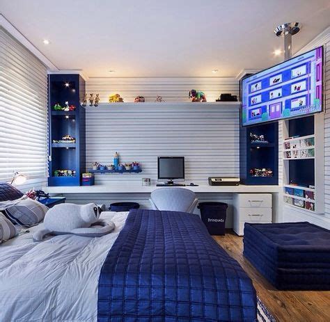 Small but cheerful teenage boy's bedroom with bright orange accent details. 48 Trendy Bedroom Teenage Boy Gamer in 2020 | Boy bedroom ...