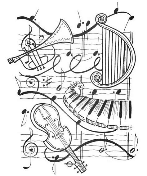 Desenho De Notas E Instrumentos Musicais Para Colorir Tudodesenhos