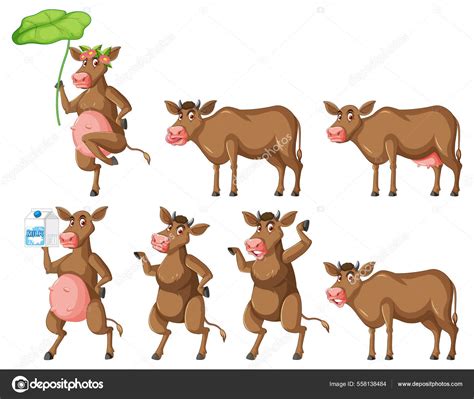 Set Different Milk Cows Cartoon Style Illustration Stock Illustration By ©interactimages 558138484