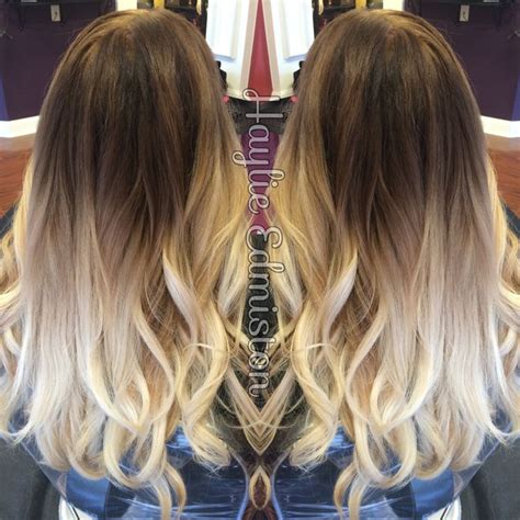 high contrast brown to blonde ombre obsessed with this look and the curls faded hair color
