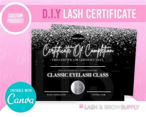 Eyelash Certificate Lash Certificate Lash Tech Certificatepremade