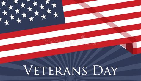Veterans Day Holiday Banner With American Flag On The Background Stock