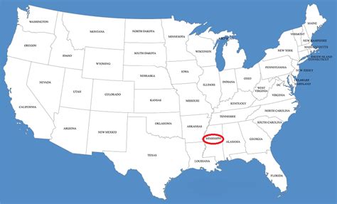 Карта Миссисипи Штат Миссисипи на карте США Mississippi Ms