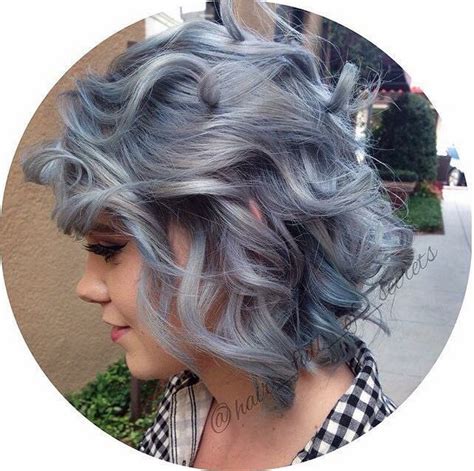 Beautiful Blue Grey Hair By Aveda Color Silvery Blue Hair Blue Hair