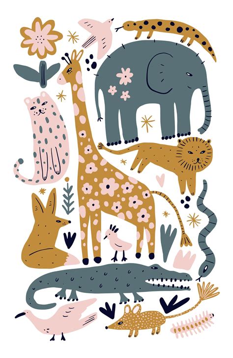 Safari Animals Kids Clipart Bundle By Knstart Studio On Creativemarket