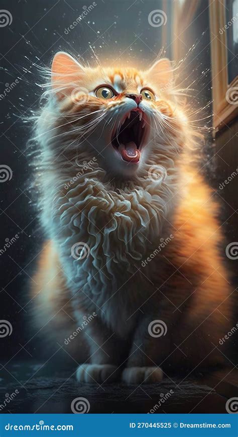 A Cat With Its Mouth Open And It S Mouth Wide Open Stock Image Image