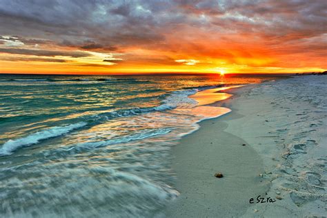 Red Orange Beach Sunset Photograph By Eszra Tanner Fine Art America