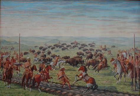 Indians Surround Buffalo Near Russell Kansas Memory