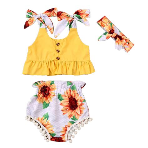 Citgeett Summer Cute Toddler Kids Baby Girls Ruffle Crop Yellow Tops