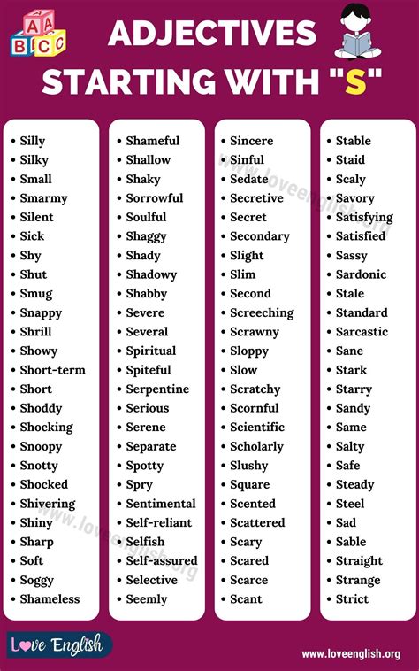 Adjectives That Start With S List Of 100 Adjectives Starting With S