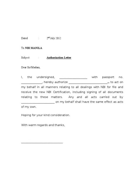 If the authorization letter you are writing is for withdrawing money from bank, the tone should be professional and formal. 5+ Authorization Letter Samples To Act on Behalf - Word ...