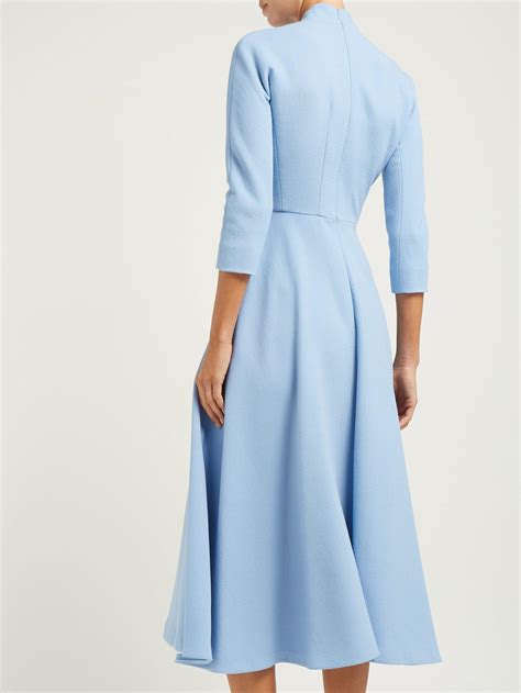 Emilia Wickstead Ashton Wool Crepe Dress In Blue Lyst