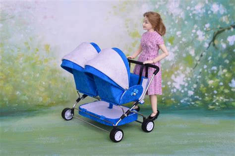 Miniature Baby Stroller For Twins Th Scale Miniature For Dollhouse Miniature Collection