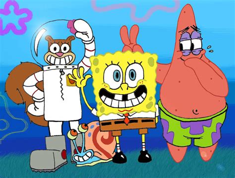 Spongebob Patrick Sandy And Gary Губка Боб Квадратные Штаны Обои