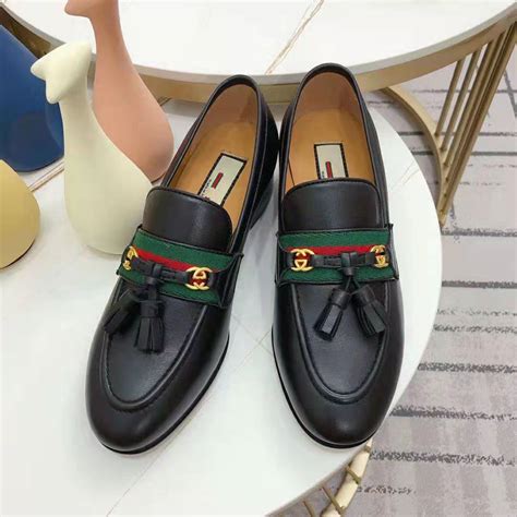 Gucci Gg Unisex Loafer With Web And Interlocking G Black Leather Lulux