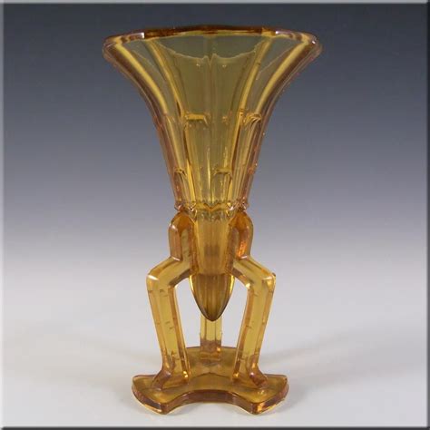 czech stunning 1930 s art deco amber glass rocket vase £23 75 art deco glass amber glass