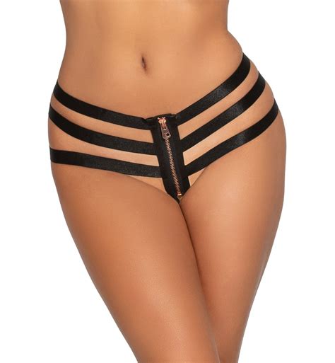 Lacy Line Sexy Zipper Front Strappy Crotchless Panties Walmart Com