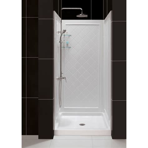 Dreamline Qwall 5 White 2 Piece Alcove Shower Kit Common 32 In X 32