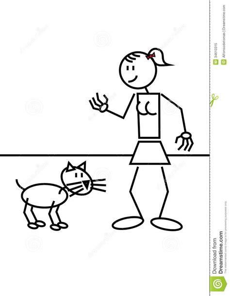 Stick Figure Cat Stock Vector Illustration Of Kitten