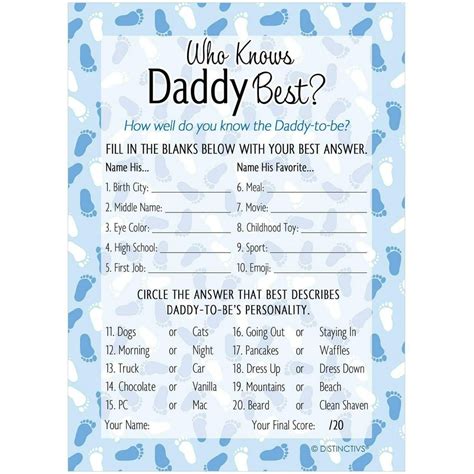 20 Questions Baby Shower Game Mom Or Dad Quiz Game For A Gender