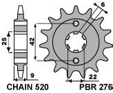 Pignone PBR Passo Catena 520 Cod 276 Z17 Denti 276 17 18NC